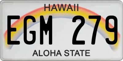 HI license plate EGM279