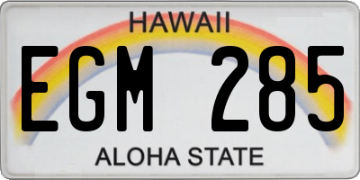 HI license plate EGM285