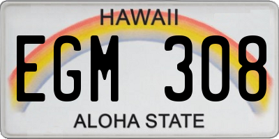 HI license plate EGM308
