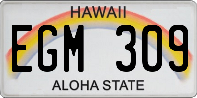HI license plate EGM309