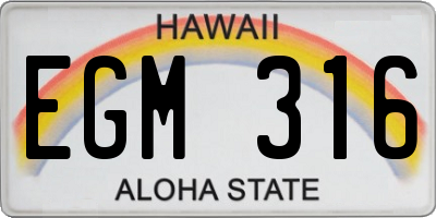HI license plate EGM316