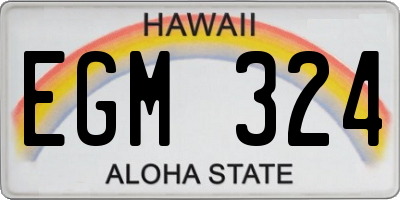 HI license plate EGM324