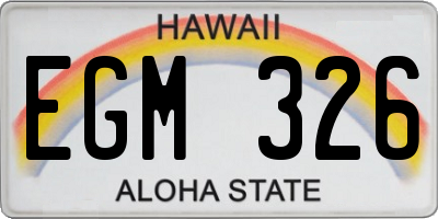 HI license plate EGM326