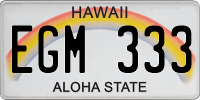 HI license plate EGM333