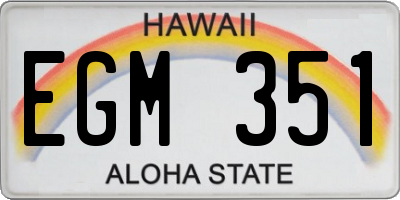HI license plate EGM351