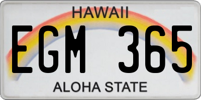HI license plate EGM365