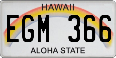 HI license plate EGM366