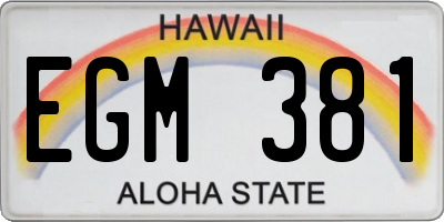 HI license plate EGM381