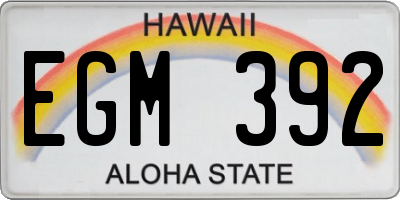 HI license plate EGM392