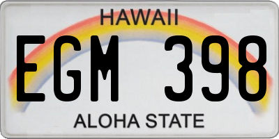 HI license plate EGM398