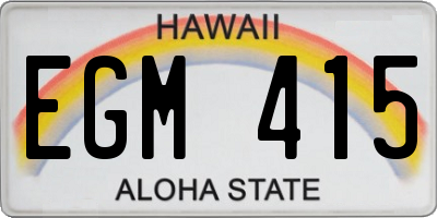 HI license plate EGM415