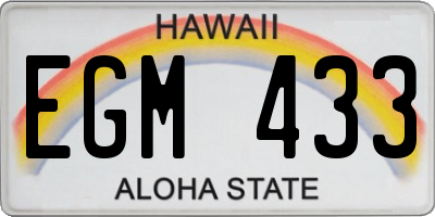 HI license plate EGM433