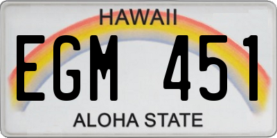HI license plate EGM451