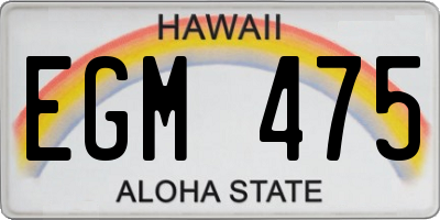 HI license plate EGM475