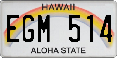 HI license plate EGM514