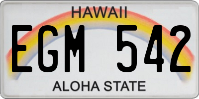 HI license plate EGM542
