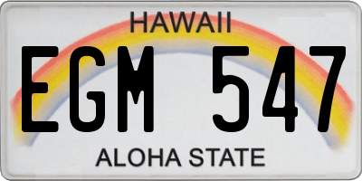 HI license plate EGM547