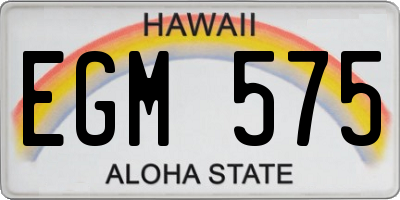 HI license plate EGM575
