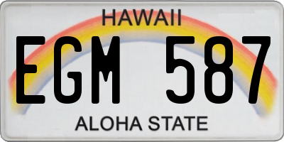 HI license plate EGM587