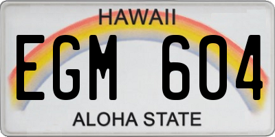 HI license plate EGM604