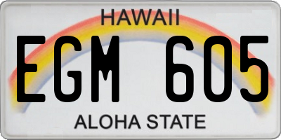 HI license plate EGM605