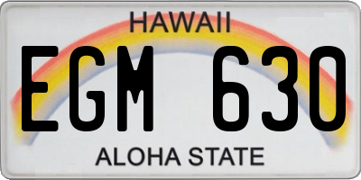 HI license plate EGM630