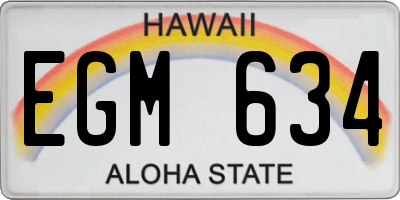 HI license plate EGM634