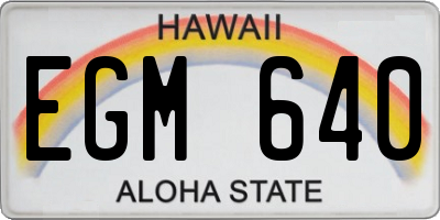 HI license plate EGM640