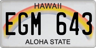 HI license plate EGM643