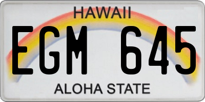 HI license plate EGM645