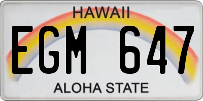HI license plate EGM647