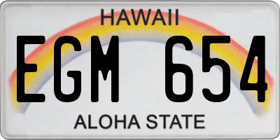 HI license plate EGM654