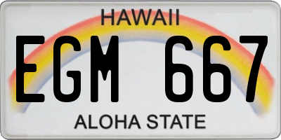 HI license plate EGM667