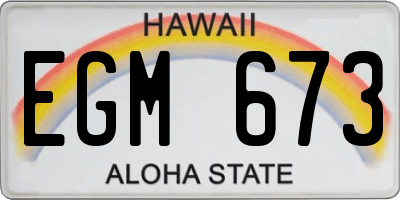 HI license plate EGM673