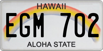 HI license plate EGM702