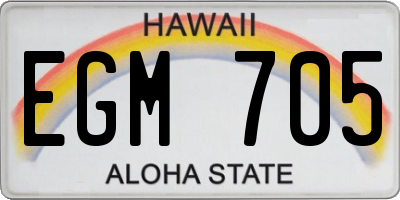 HI license plate EGM705