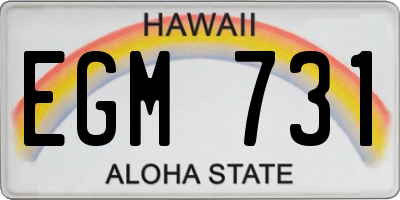 HI license plate EGM731