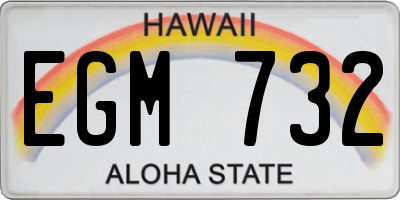 HI license plate EGM732
