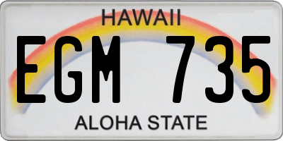 HI license plate EGM735