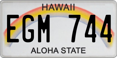 HI license plate EGM744