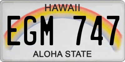 HI license plate EGM747