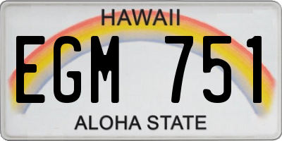 HI license plate EGM751