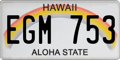 HI license plate EGM753