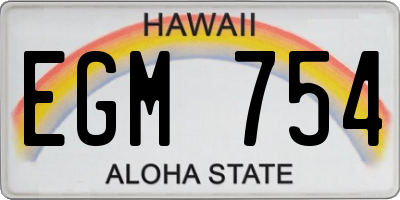 HI license plate EGM754