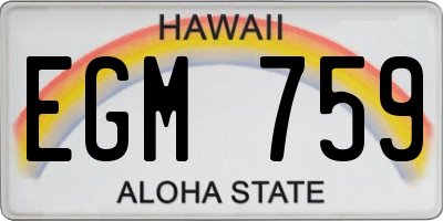 HI license plate EGM759