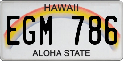 HI license plate EGM786