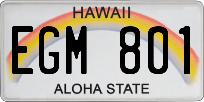 HI license plate EGM801