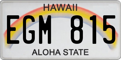 HI license plate EGM815