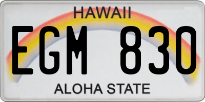 HI license plate EGM830