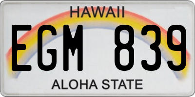 HI license plate EGM839